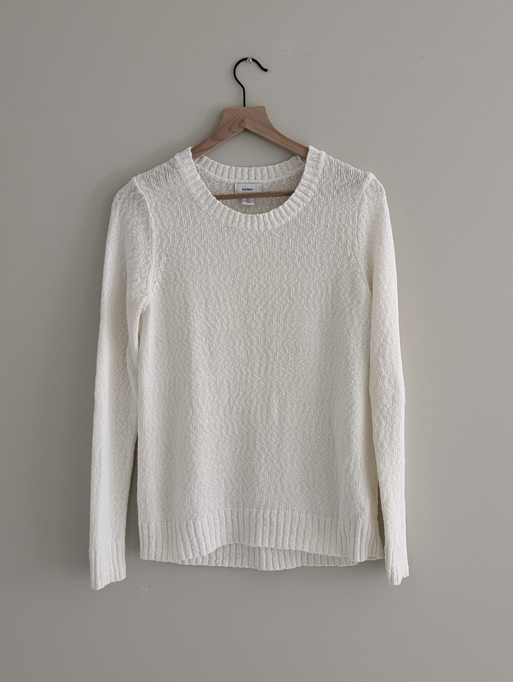 Old Navy White Textured Crewneck Sweater - M Tall
